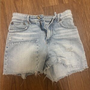 American Eagle Outfitters Light Wash Distressed Denim Shorts - Light Blue